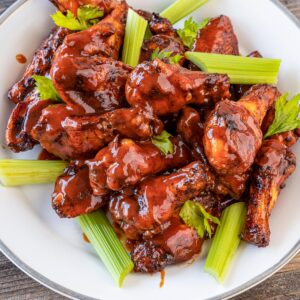 Buffalo BBQ Chicken Wings with Sesame